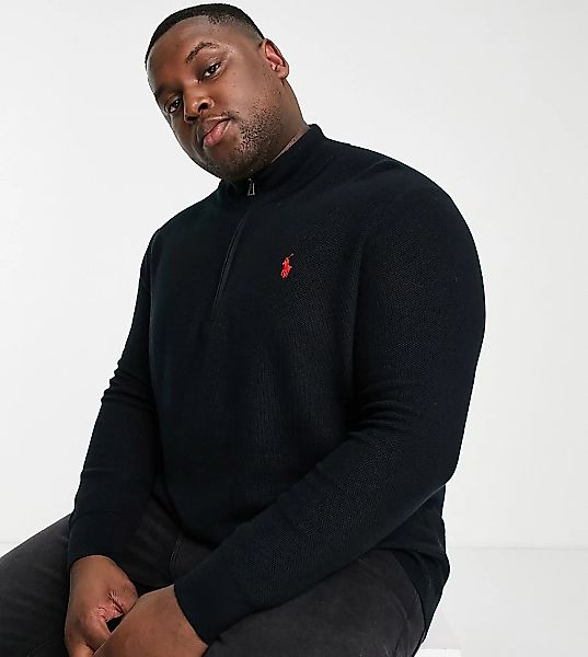 Polo Ralph Lauren Big & Tall – Strickpullover aus Pima-Baumwolle in Schwarz günstig online kaufen