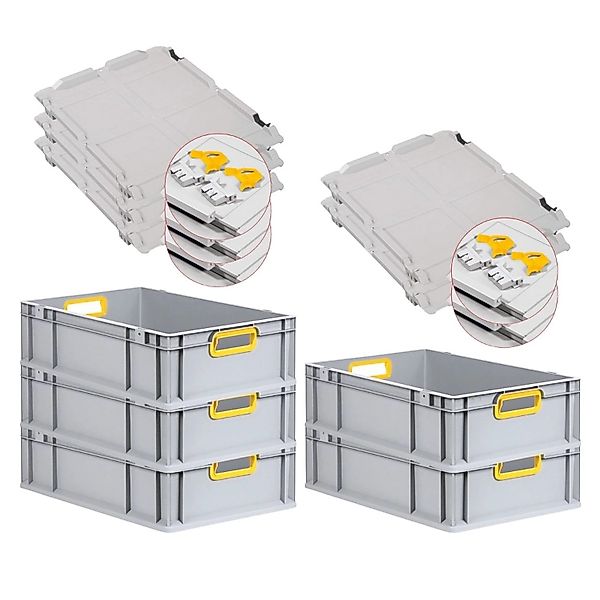 PROREGAL Spar Set 5x Eurobox Nextgen Color Mit Scharnierdeckel & Schiebesch günstig online kaufen