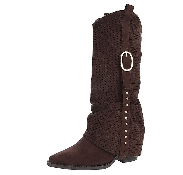 Ital-Design Moderne Stiefel mit perforiertem Design und goldenen Details We günstig online kaufen