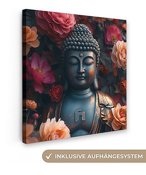 OneMillionCanvasses® Leinwandbild Buddha - Blumen - Bild - Kunst, Fotodruck günstig online kaufen