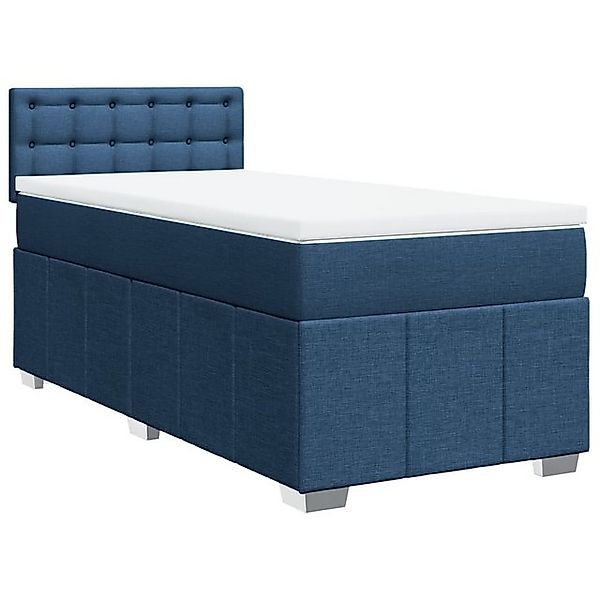 vidaXL Bett Boxspringbett mit Matratze Blau 100x200 cm Stoff günstig online kaufen