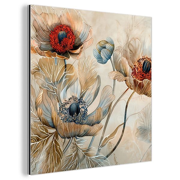 MuchoWow Metallbild Blumen - Beige - günstig online kaufen