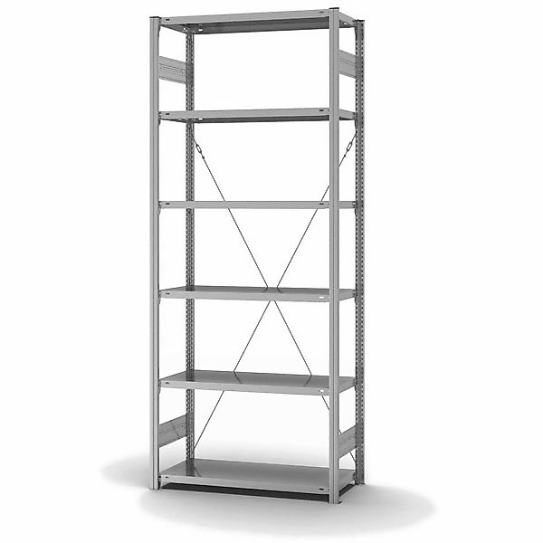 PROREGAL Edelstahlregal Stecksystem T-Profil HxBxT 250 x 100 x 40 cm 6 Eben günstig online kaufen