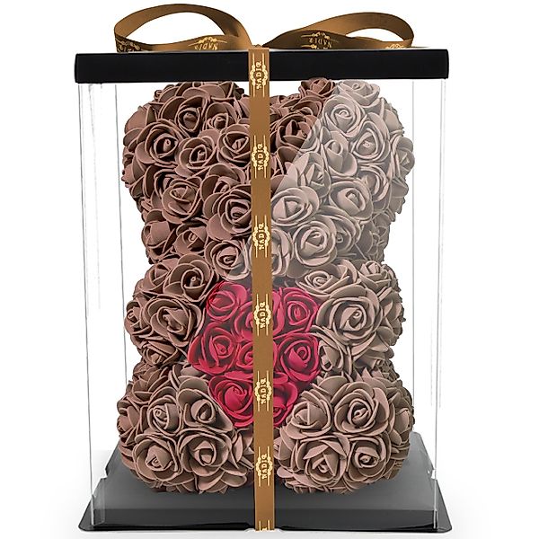 Kunstblume Rosenbär mit Herz Geschenk für günstig online kaufen