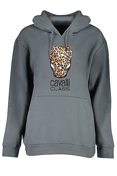 Cavalli Class Sweatshirt Grau Damenpullover mit Kapuze und Druck - Futter günstig online kaufen