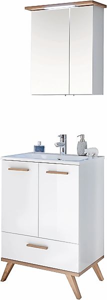 Saphir Badmöbel-Set "Quickset 2-teilig, Mineralmarmor-Waschtisch und LED-Sp günstig online kaufen