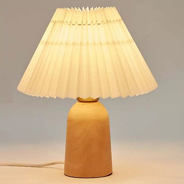 Tischlampe mit Plissee Schirm im Skandi Design 33 cm hoch günstig online kaufen