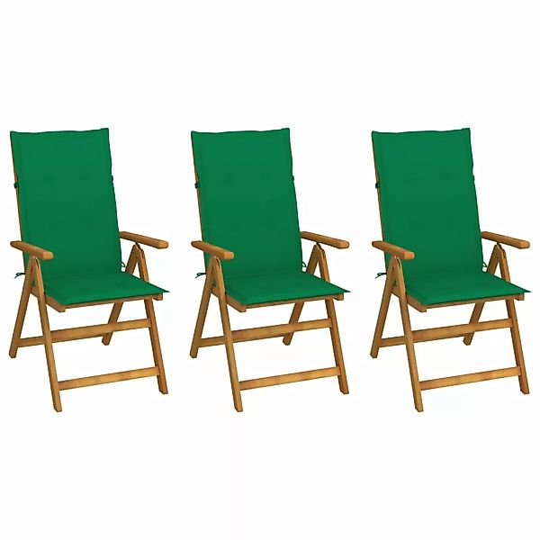 Klappbare Gartenstühle 3 Stk. Mit Auflagen Massivholz Akazie günstig online kaufen