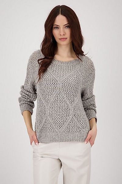 Monari Strickpullover Pullover Ajour Paillette Mit Rundhalsausschnitt günstig online kaufen