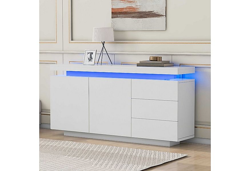BlingBin Sideboard (1 St., mit LED-Beleuchtung – Weiß, 2 Schränke & 3 Schub günstig online kaufen