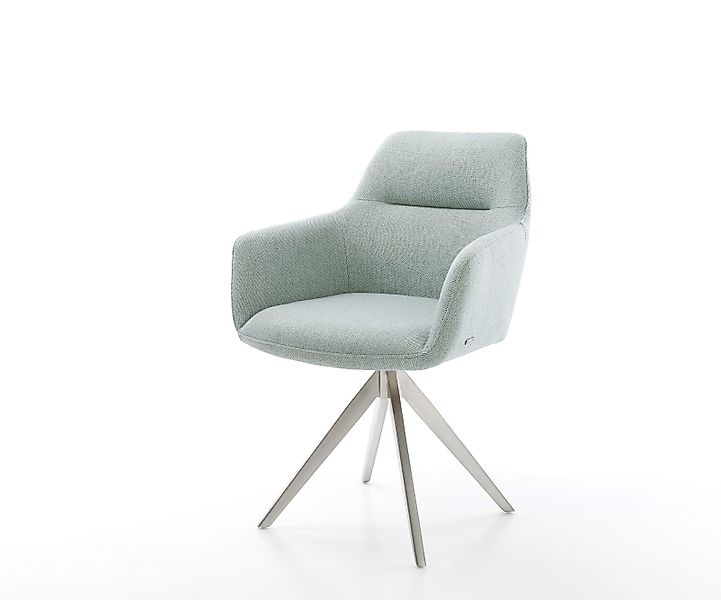 DELIFE Polsterstuhl Pejo-Flex, Kreuzgestell kantig Edelstahl Stripes Mint 1 günstig online kaufen