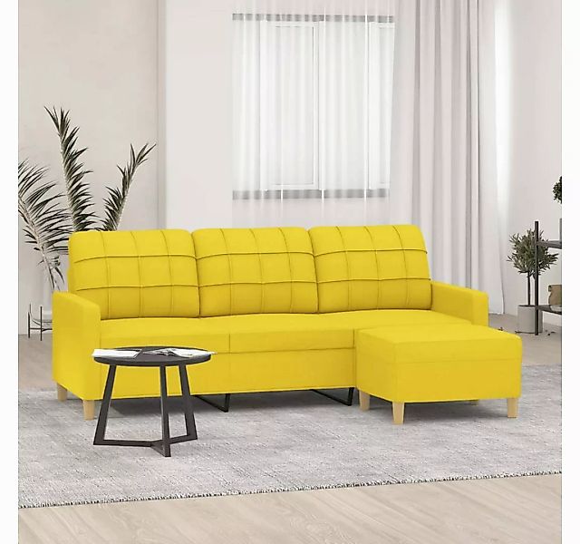 vidaXL Sofa, 3-Sitzer-Sofa mit Hocker Hellgelb 180 cm Stoff günstig online kaufen