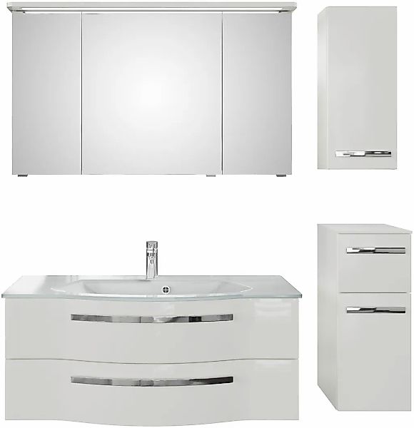 Saphir Badmöbel-Set "Serie 4005, vormontiert, Glaswaschbecken, Spiegelschra günstig online kaufen