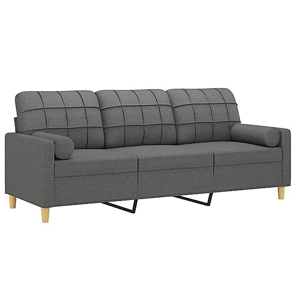 vidaXL 3-Sitzer-Sofa mit Zierkissen Dunkelgrau 180 cm Stoff 3200791 günstig online kaufen