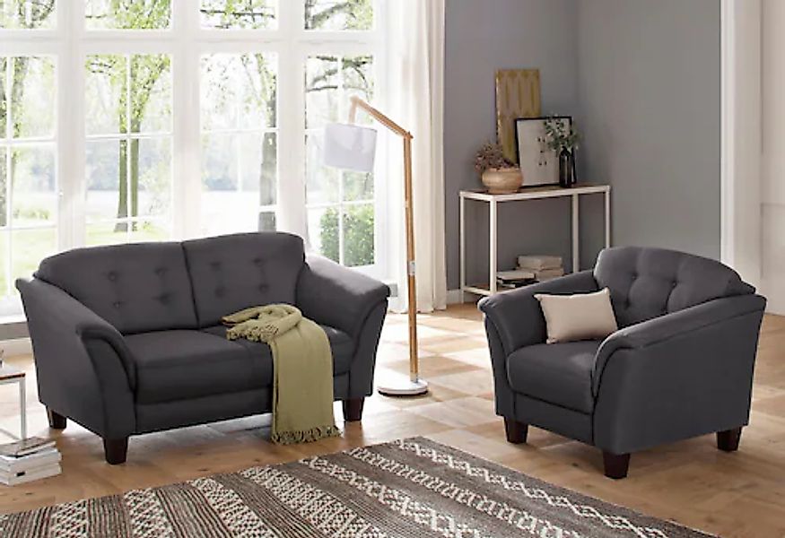 Home affaire Sessel »Trondheim«, mit Federkern, Knopfheftung im Rücken, Füß günstig online kaufen