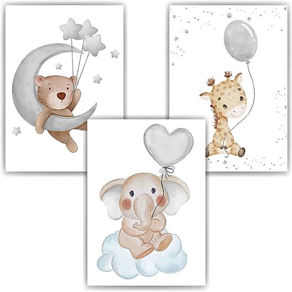 Tigerlino Poster 3er Set Kinderzimmer Wandbilder günstig online kaufen