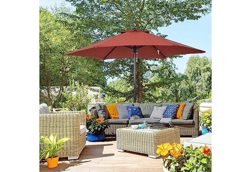 Outsunny Sonnenschirm sechseckig, windfest, stabil, LxB: 196x196 cm, Balkon günstig online kaufen
