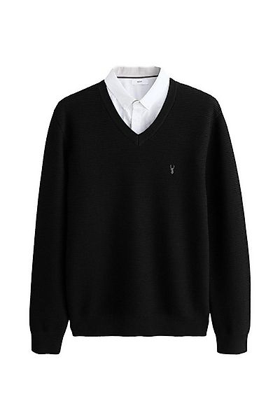 Next V-Ausschnitt-Pullover Regular Fit Pullover mit Oxford-Hemdkragen (1-tl günstig online kaufen