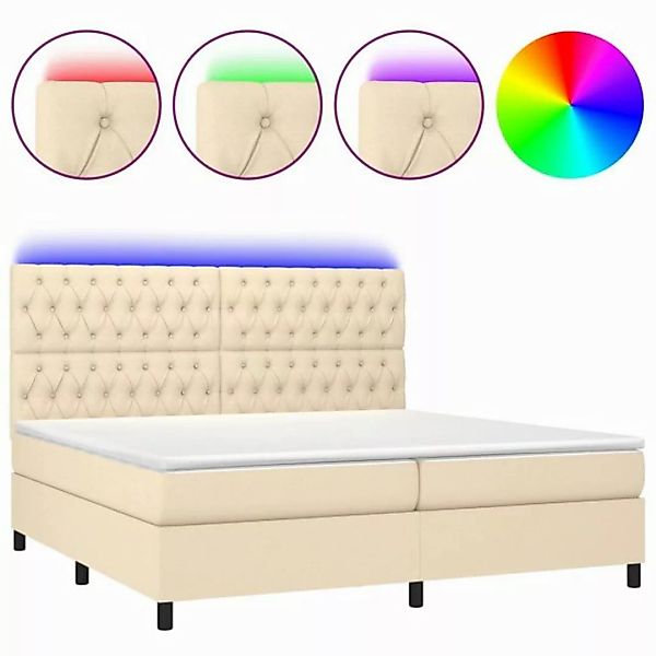 vidaXL Boxspringbett Boxspringbett mit Matratze LED Creme 200x200 cm Stoff günstig online kaufen