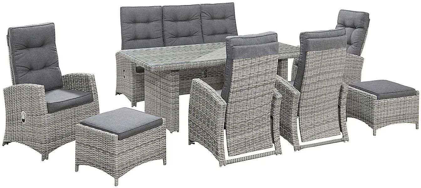 KONIFERA Garten-Essgruppe "Monaco" Set, 4x Sessel, 1x 3er Sofa, 2x Hocker, günstig online kaufen