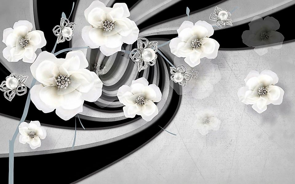 Papermoon Fototapete "Abstrakt 3D Effekt mit Blumen" günstig online kaufen