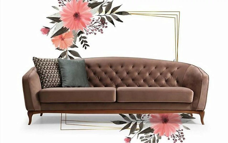 JVmoebel Sofa Brauner Luxus Sofa Dreisitzer mit Holzfüßen Modern Couch, Mad günstig online kaufen