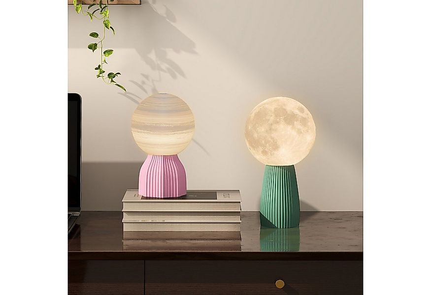 HOMCOM Tischleuchte 2er Set LED Mond Tischleuchte, mit 3 Lichtfarben, 10 ei günstig online kaufen