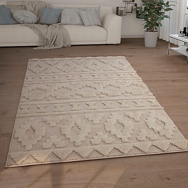 Paco Home Hochflor-Teppich »Genua 744«, rechteckig, 34 mm Höhe, Uni Farben, günstig online kaufen