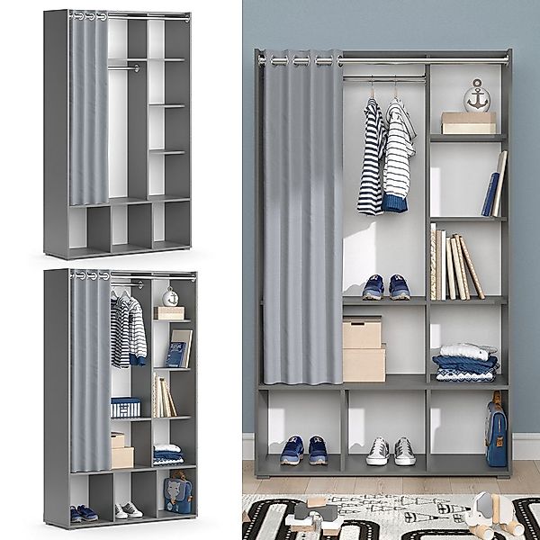 Vicco Kleiderschrank Luigi, Grau, 105.8 x günstig online kaufen