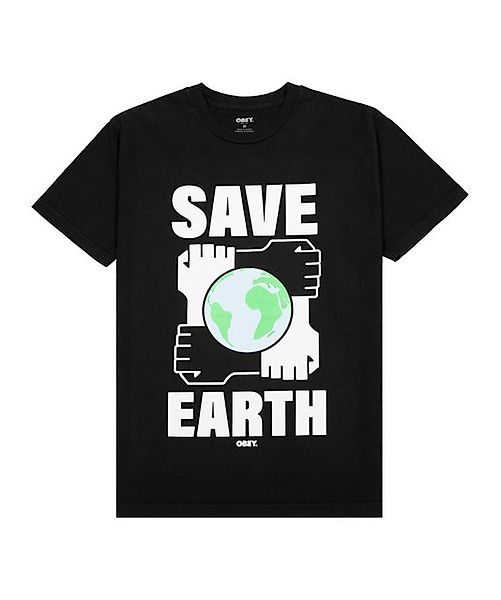 OBEY T-Shirt Obey Save Earth F T-Shirt Weiß Kurzarm-Shirts Baumwolle günstig online kaufen