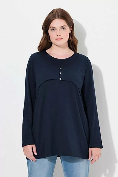 Ulla Popken Longsleeve Shirt Lagenoptik Rundhals Langarm Biobaumwolle günstig online kaufen