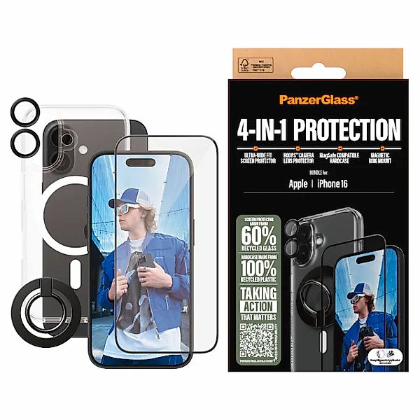 PanzerGlass Displayschutzglas »4-in-1 Protection«, für Apple iPhone 16, (Se günstig online kaufen