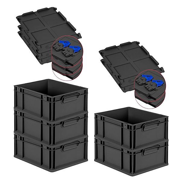 PROREGAL SuperSparSet 5x Eurobox Nextgen Grip Mit Scharnierdeckel Und Blaue günstig online kaufen