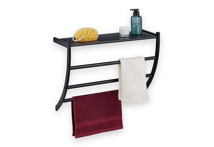 relaxdays Handtuchhalter Schwarzer Handtuchhalter für die Wand günstig online kaufen