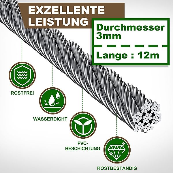 Clanmacy Rankgitter 12M Drahtseil Rankhilfe Edelstahl günstig online kaufen