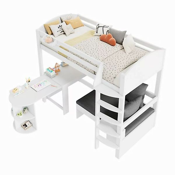 REDOM Hochbett mit Schreibtisch (Kinderbett, hochbett, 1-St., 90*200, ohne günstig online kaufen