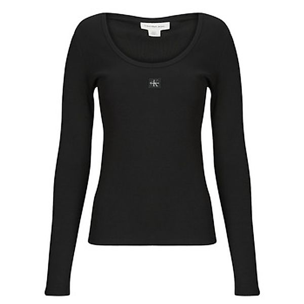 Calvin Klein Jeans  Langarmshirt LS WOVEN LABEL 2X2 RIB SCOOP NEC günstig online kaufen