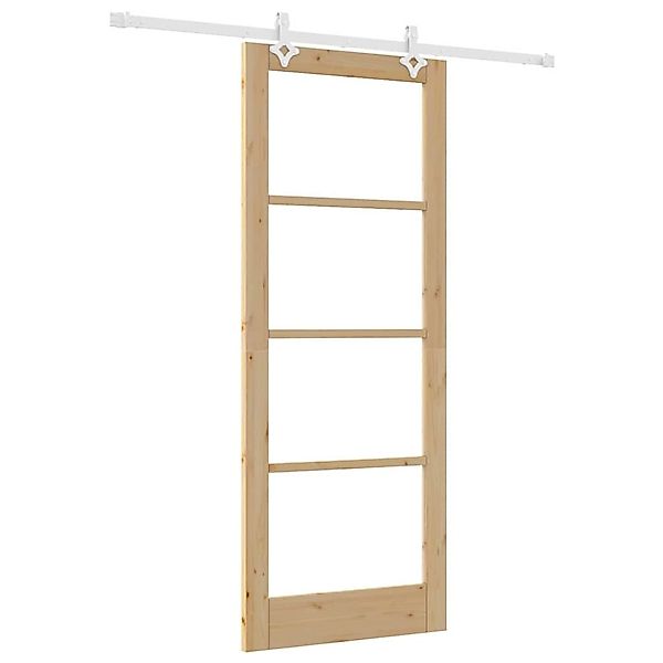 vidaXL Schiebetür Braun 83 x 211 cm Holz und Metall 3332223 günstig online kaufen