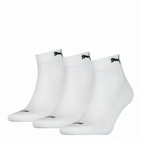 PUMA Unisex Quarter-Socken, 3er Pack - Cushioned, Frottee-Sohle, Logo, einf günstig online kaufen
