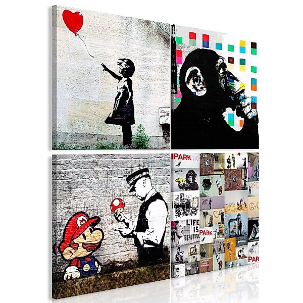 Wandbild - Banksy Collage (4 Parts) günstig online kaufen