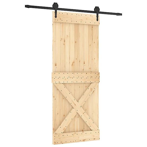 vidaXL Schiebetür mit Beschlag 85x210 cm Massivholz Kiefer 3203209 günstig online kaufen