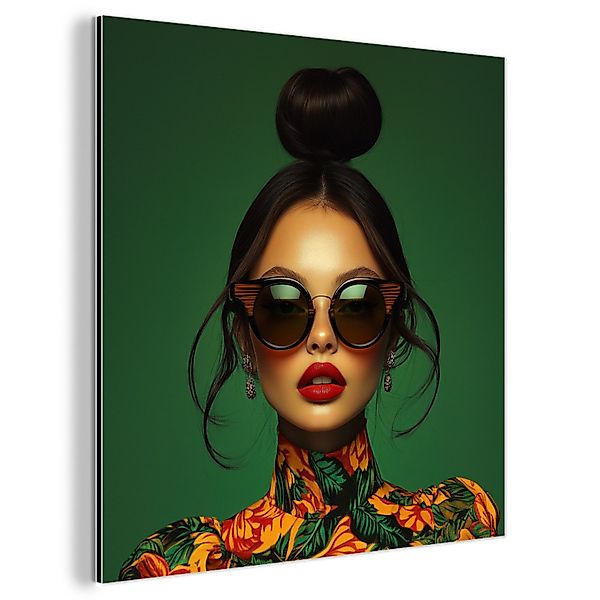 MuchoWow Metallbild Frau - Grün - günstig online kaufen