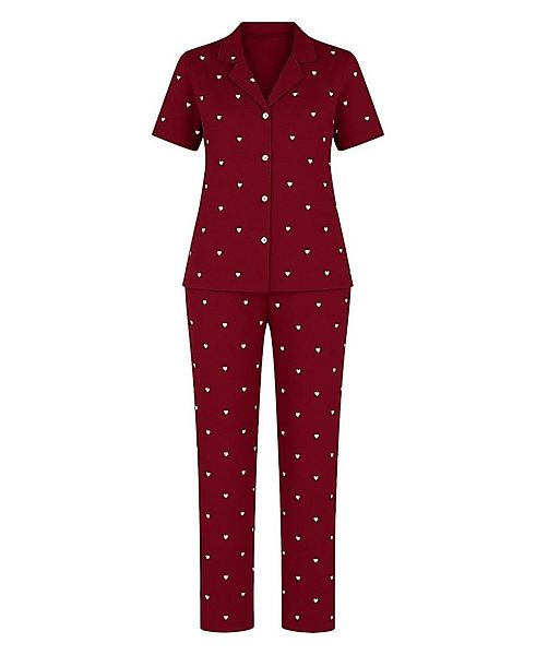 fashionshowcase Pyjama Damen Hausanzug Kurzarm-Schlafanzug Bordeauxrot mit günstig online kaufen