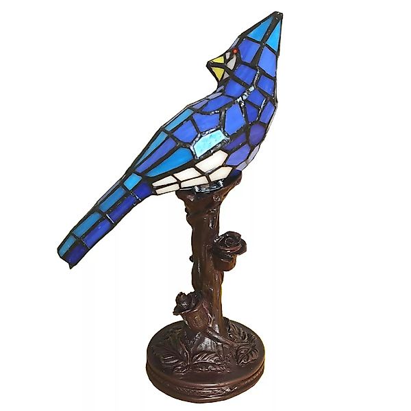 Tischleuchte 5LL-6102BL Vogel, blau Tiffany-Stil günstig online kaufen