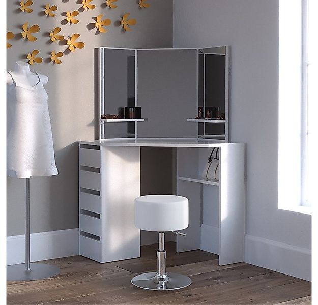 Vicco Schminktisch Arielle, Weiß, 110 cm mit Hocker günstig online kaufen