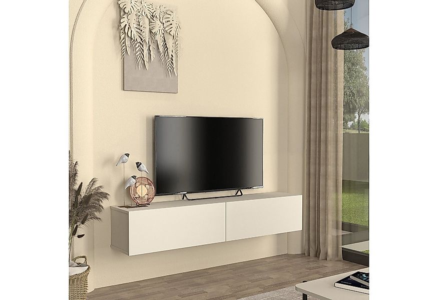 en.casa Lowboard, hängend »Nolven« mit 2 Klapptüren 160 x 32 x 30 cm Graube günstig online kaufen