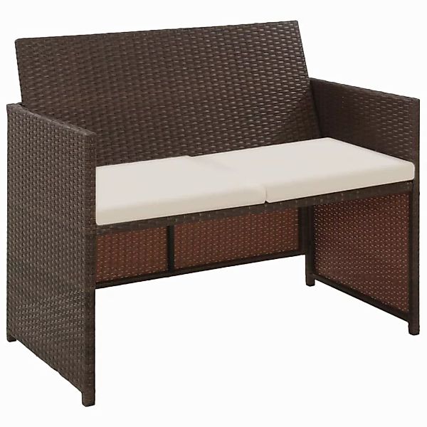 2-sitzer-gartensofa Mit Polstern Braun Poly Rattan günstig online kaufen