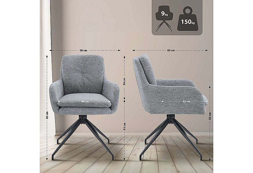 CLP Esszimmerstuhl Pickett, 180° Schwenkfunktion, mit Stoffbezug günstig online kaufen