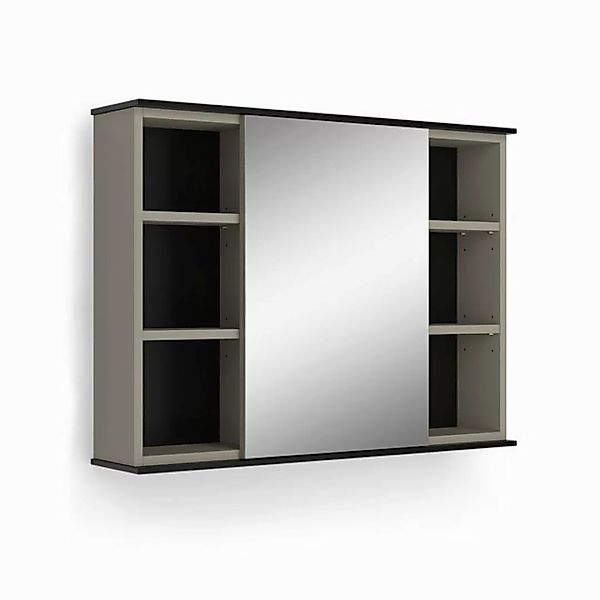 Vicco Badezimmerspiegelschrank Joli, Greige/Schwarz, 80 x 60 cm mit Spiegel günstig online kaufen