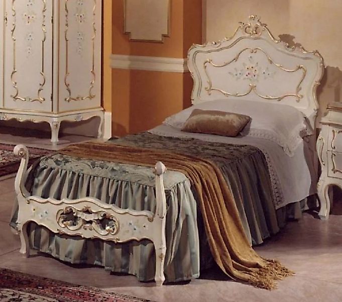Casa Padrino Bett Casa Padrino Luxus Barock Einzelbett Elfenbein / Mehrfarb günstig online kaufen